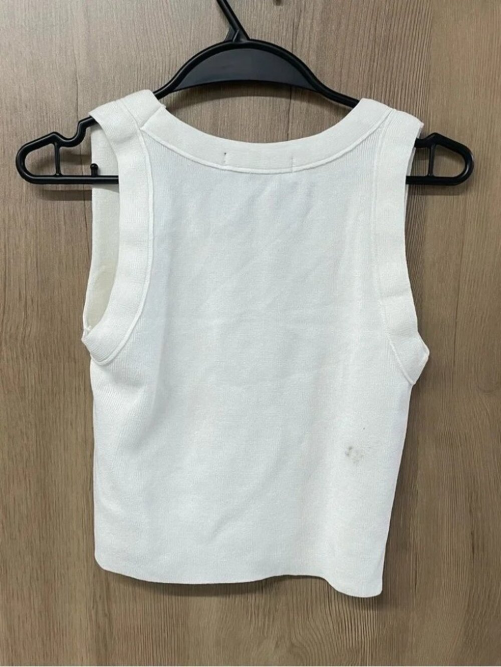Miu Miu 3D Embossed Logo Ribbed Crop Tank Top-White - Picture 6 of 6